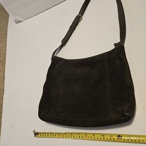 Vintage Nine West Brown Green Suede Crossbody Bag Adjustable Straps